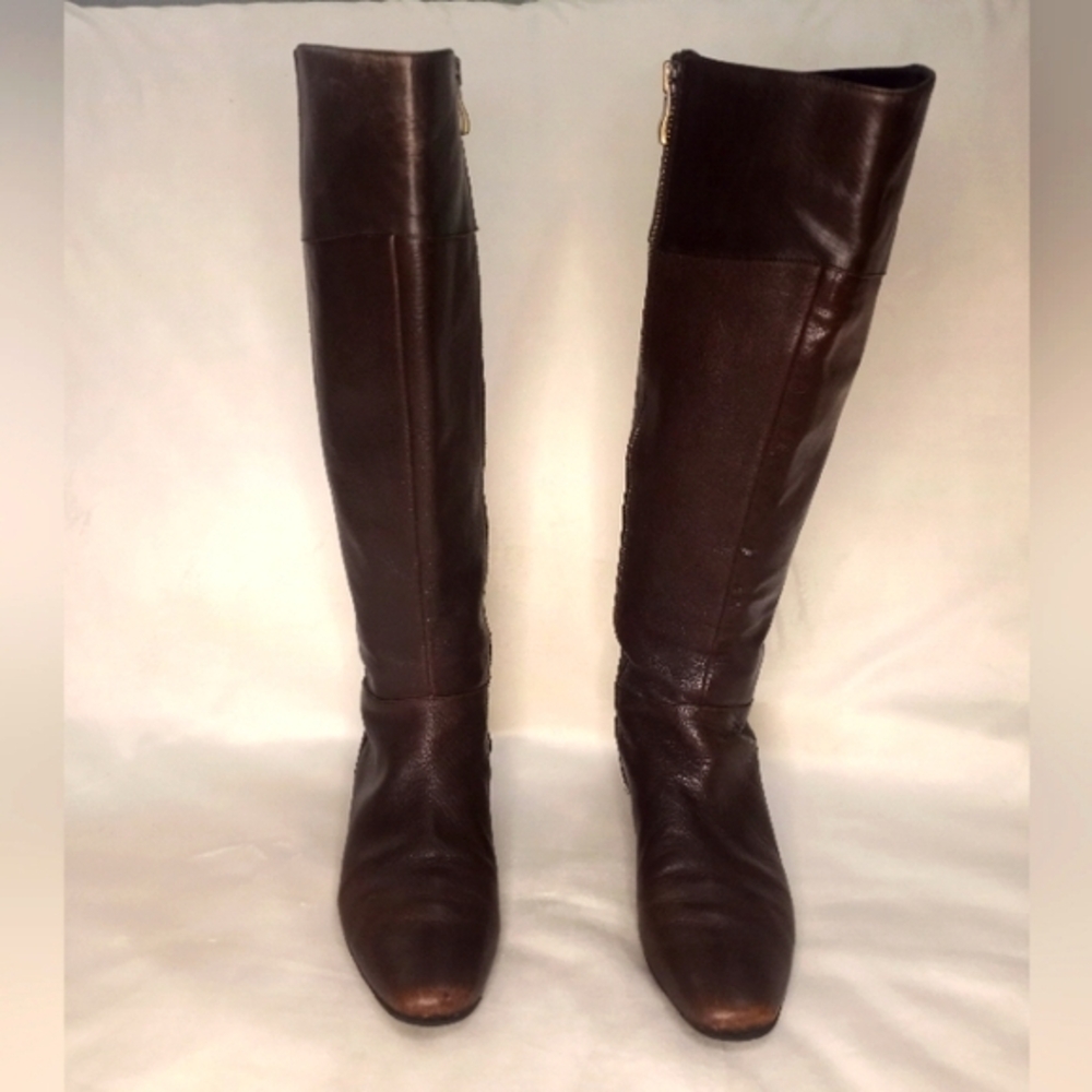 Elegant Brown Leather Knee-High Boots